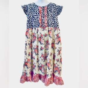 Castles and Crowns Girls size 12 sleeveless dress floral and animal print